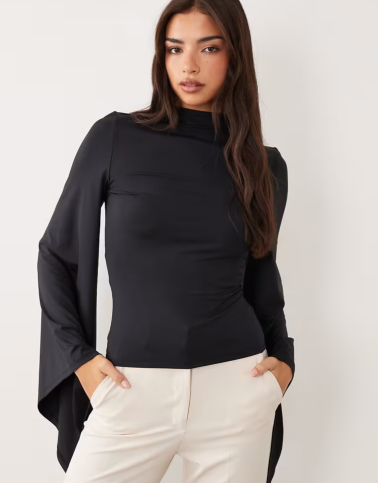 ASOS DESIGN high neck open back top in black
