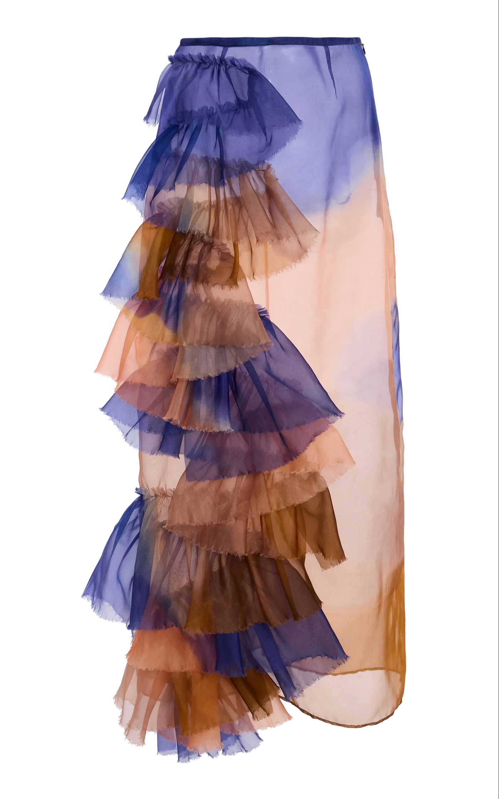 Yelena Printed Silk-Organza Midi Skirt