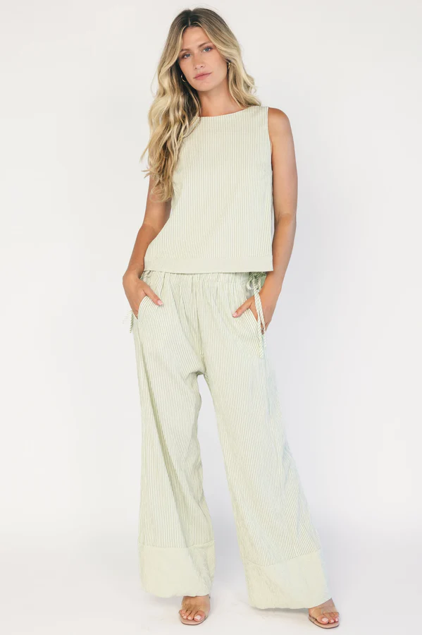 Pepper Top + Pants Set | Sage Stripe