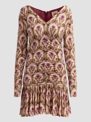 Garden Medal Long-Sleeve Mini Dress