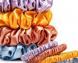 Clementine Organic Silk Scrunchies, 4 Skinny + 4 Midi, GOTS Certified