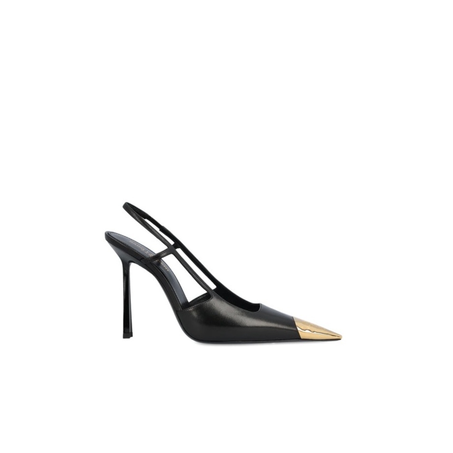 Jeanne 110 Leather Slingback Pumps in Black
