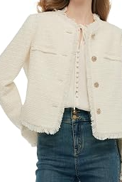 2026 Wool Blend Tweed Blazers for Women Fall Business Casual Knit Blazer Cropped Jacket for Work Daily Outwear