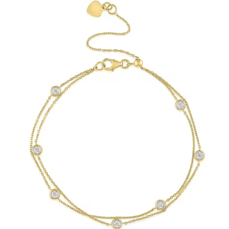 Diamond Bezel Two-Row Bracelet in 10K Yellow Gold