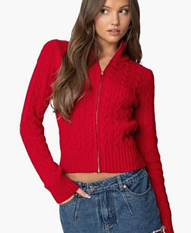Women's Ryn Zip Up Cable Knit Cardigan