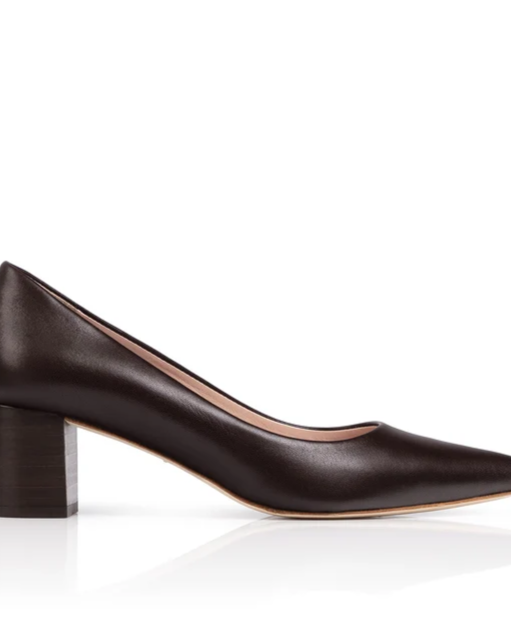 Josie Chocolate Leather Low Block Heel