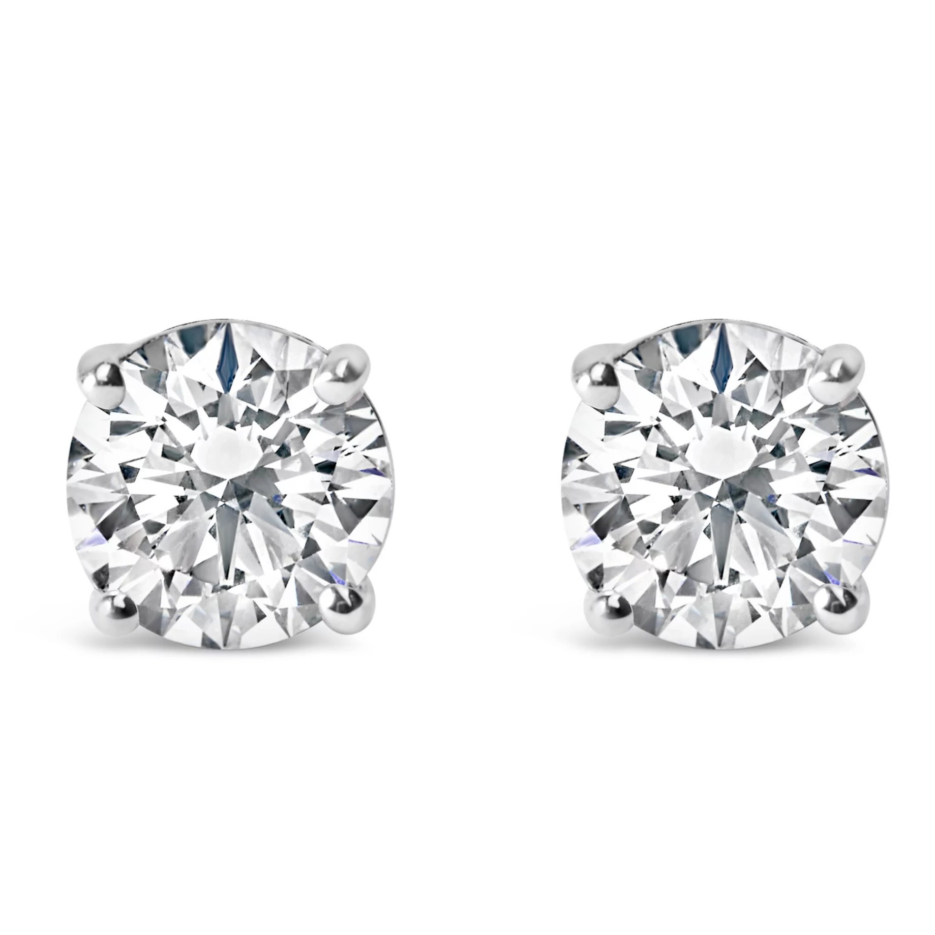Lab Created Silver 1.0 Ct Lab Grown Diamond Classic Solitaire Stud Earrings