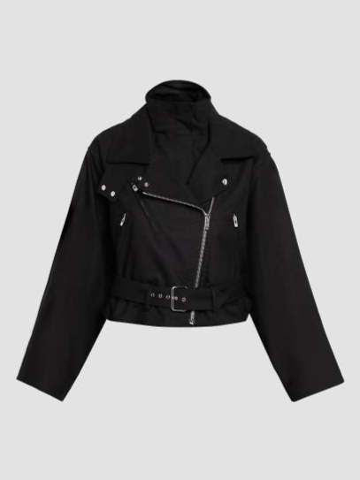 Layered Cotton Biker Jacket