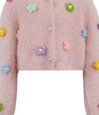 Girls 3D Rainbow Daisy Cardigan