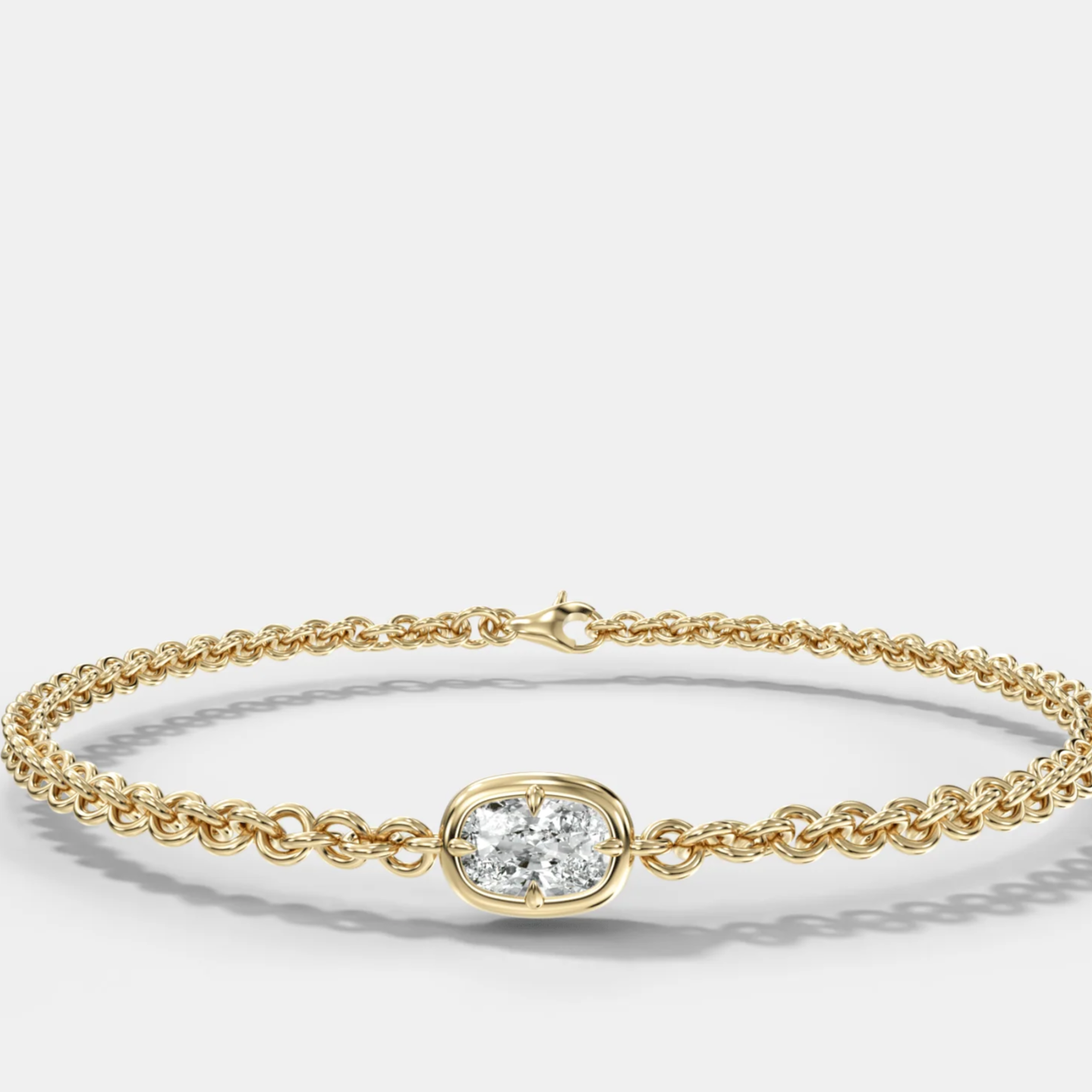 Single Club Bracelet with East West Elongated Cushion Cut Diamond