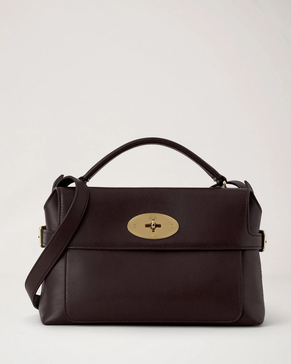 Small Stevie Top Handle Ebony Supple Smooth Leather