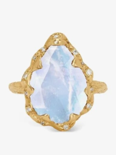 14kt Gold Moonstone Diamond Ring