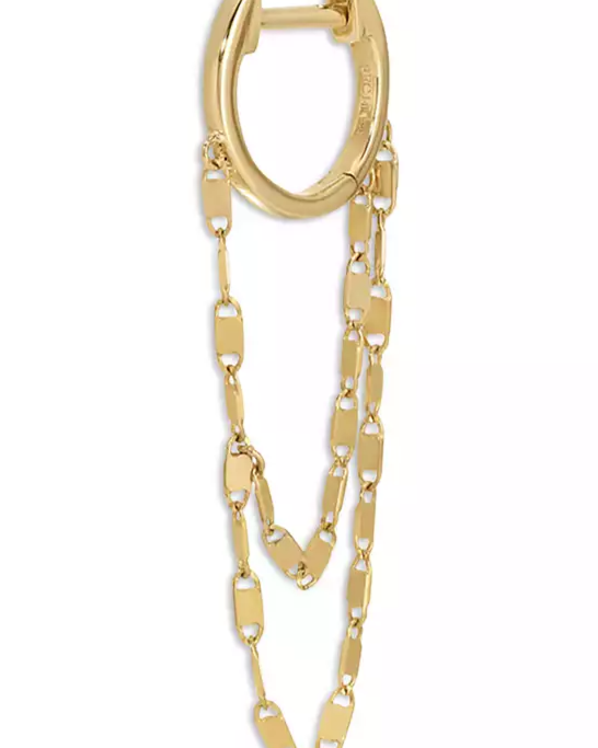 14K Yellow Gold Multi Chain Huggie Hoop Earring