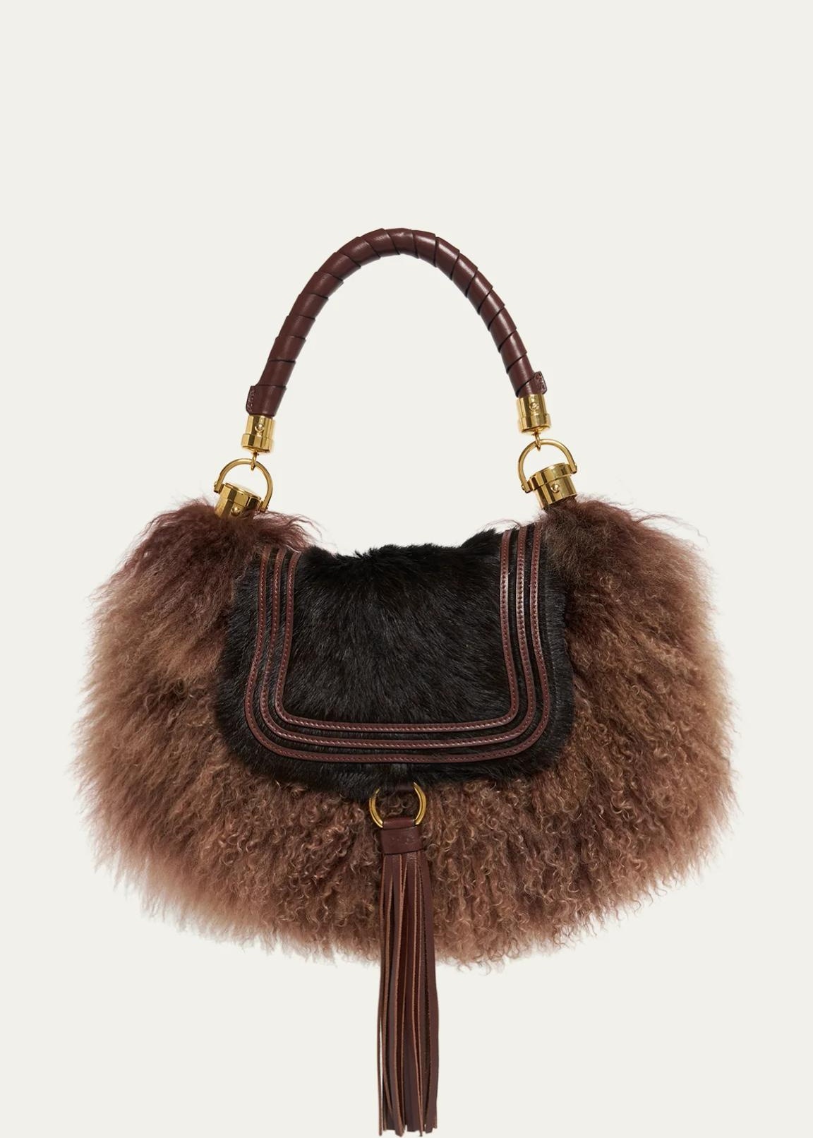 Marcie Foulard Shearling & Calf Hair Hobo Bag