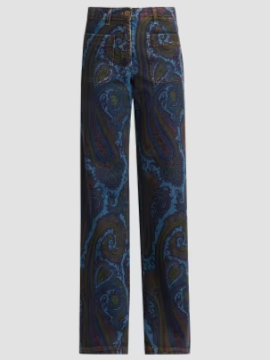 Paisley Cotton-Blend Flared Jeans