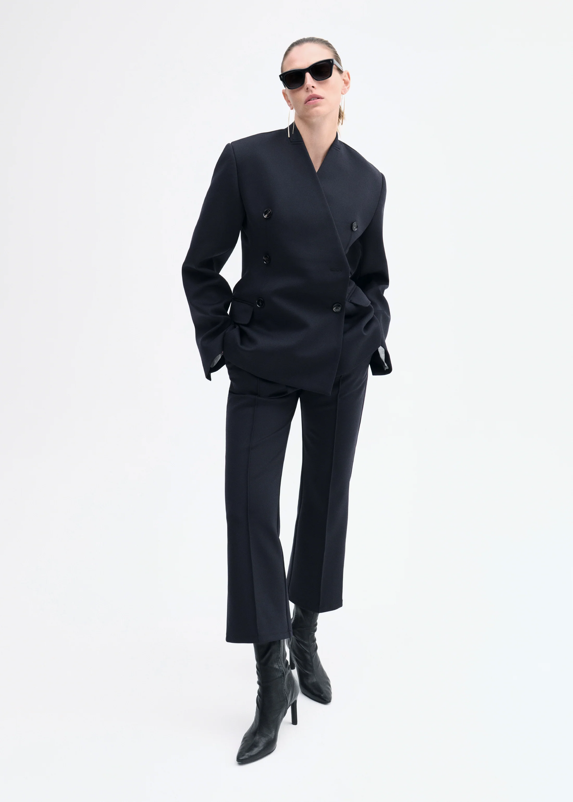 Sculptural Collarless Blazer in Scuba