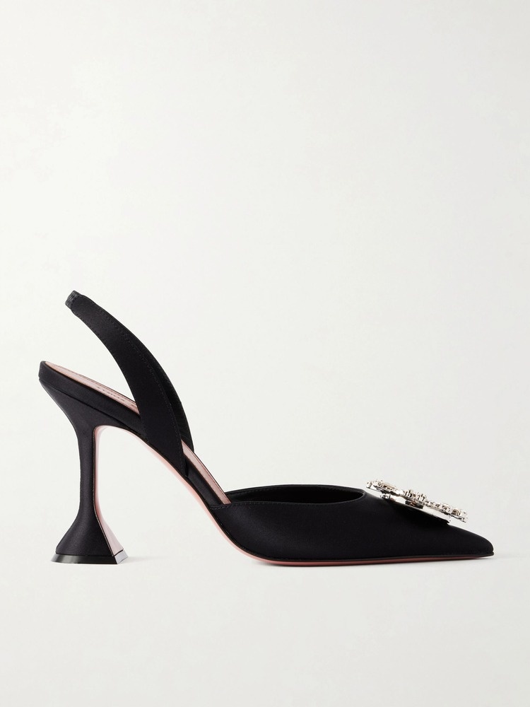 Begum 95 Swarovski crystal-embellished satin slingback pumps