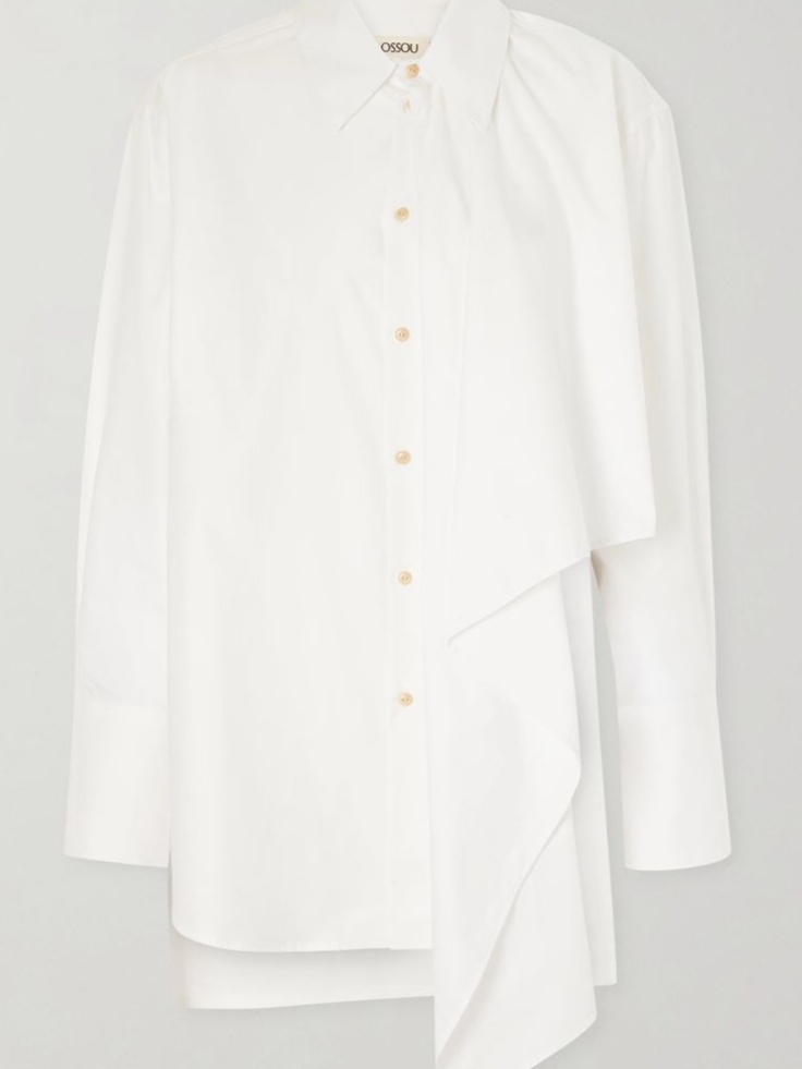 Tess draped cotton poplin shirt