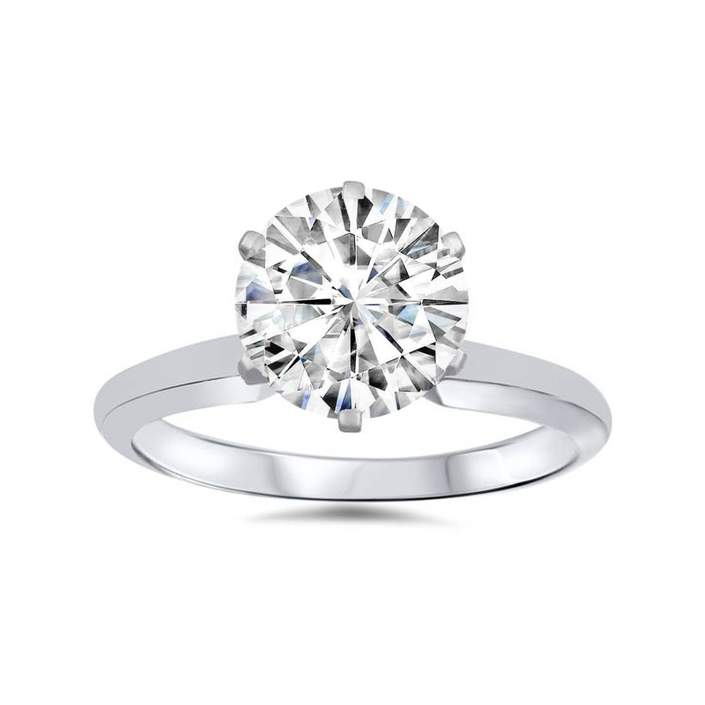 VVS 3ct Solitaire Moissanite Engagement Ring Round Brilliant 14k Gold