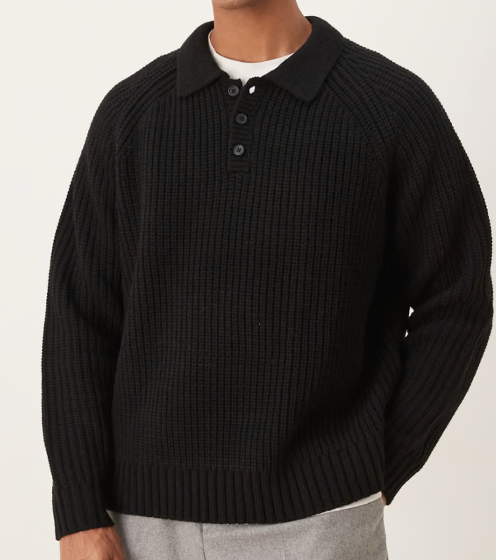 ASOS Oversized heavyweight knit wool blend ribbed polo sweater