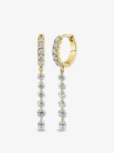 18K yellow gold diamond hoop earrings