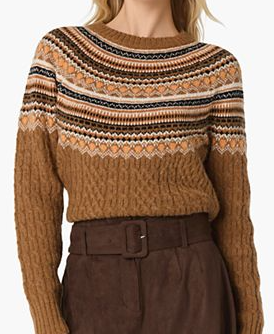 Women's Daria Cable-Knit Fair Isle Crewneck Sweater