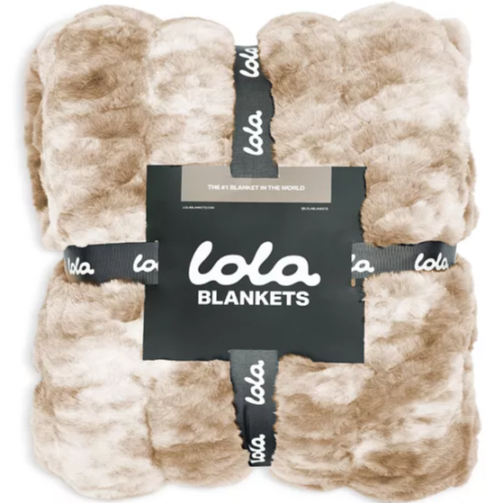 The Lola Original Ruched Faux Fur Blanket - Caramel N' Cream