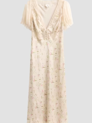 Dinah Floral Silk Midi Dress