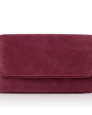 Natasha Cherry Suede Clutch Bag