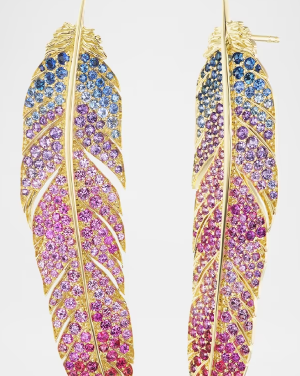 Feather Earrings with Sapphires