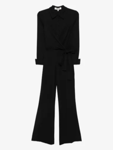 Michele Wrap-Front Long-Sleeve Jumpsuit