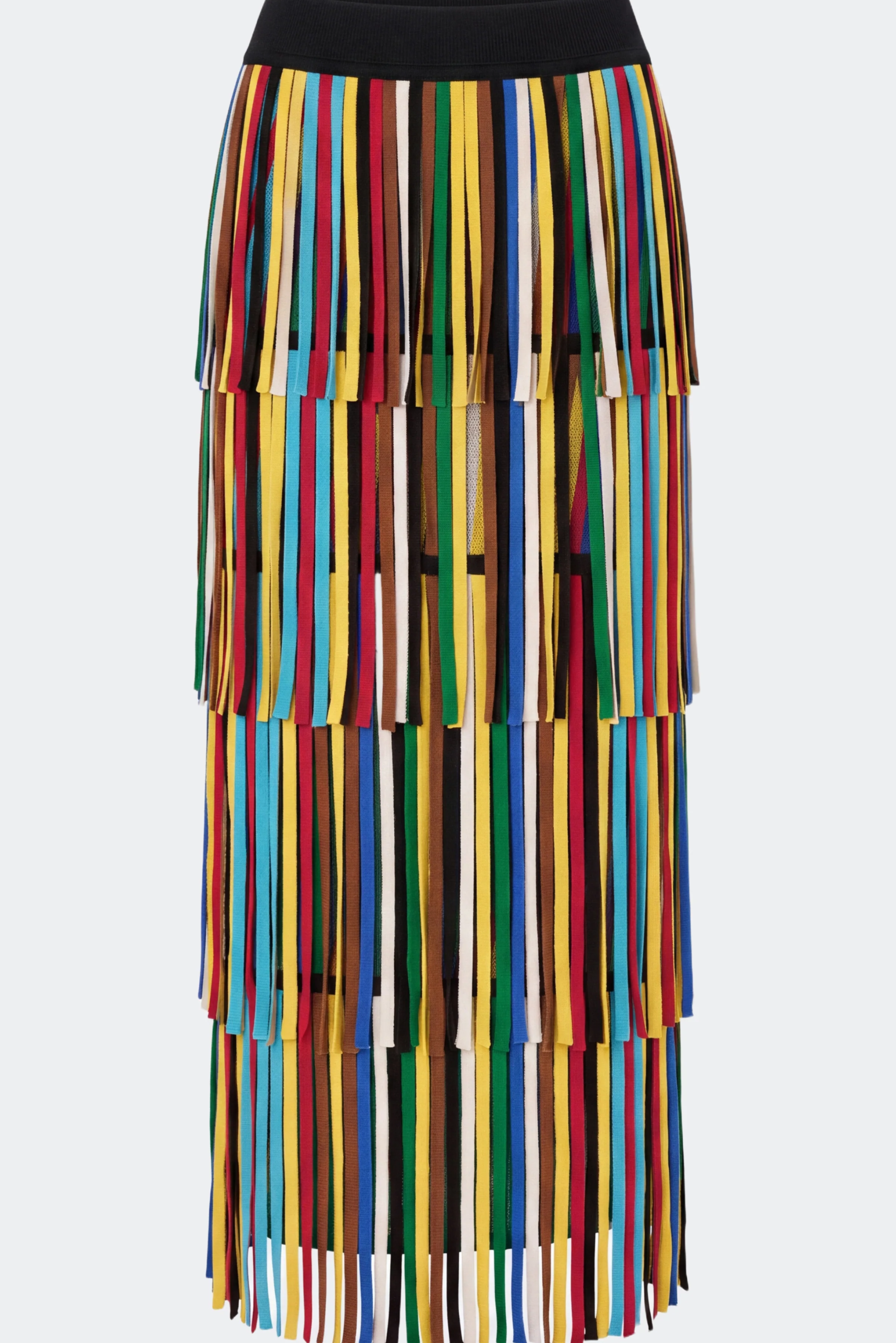 Za Za Knit Fringe Skirt In Primary Stripe