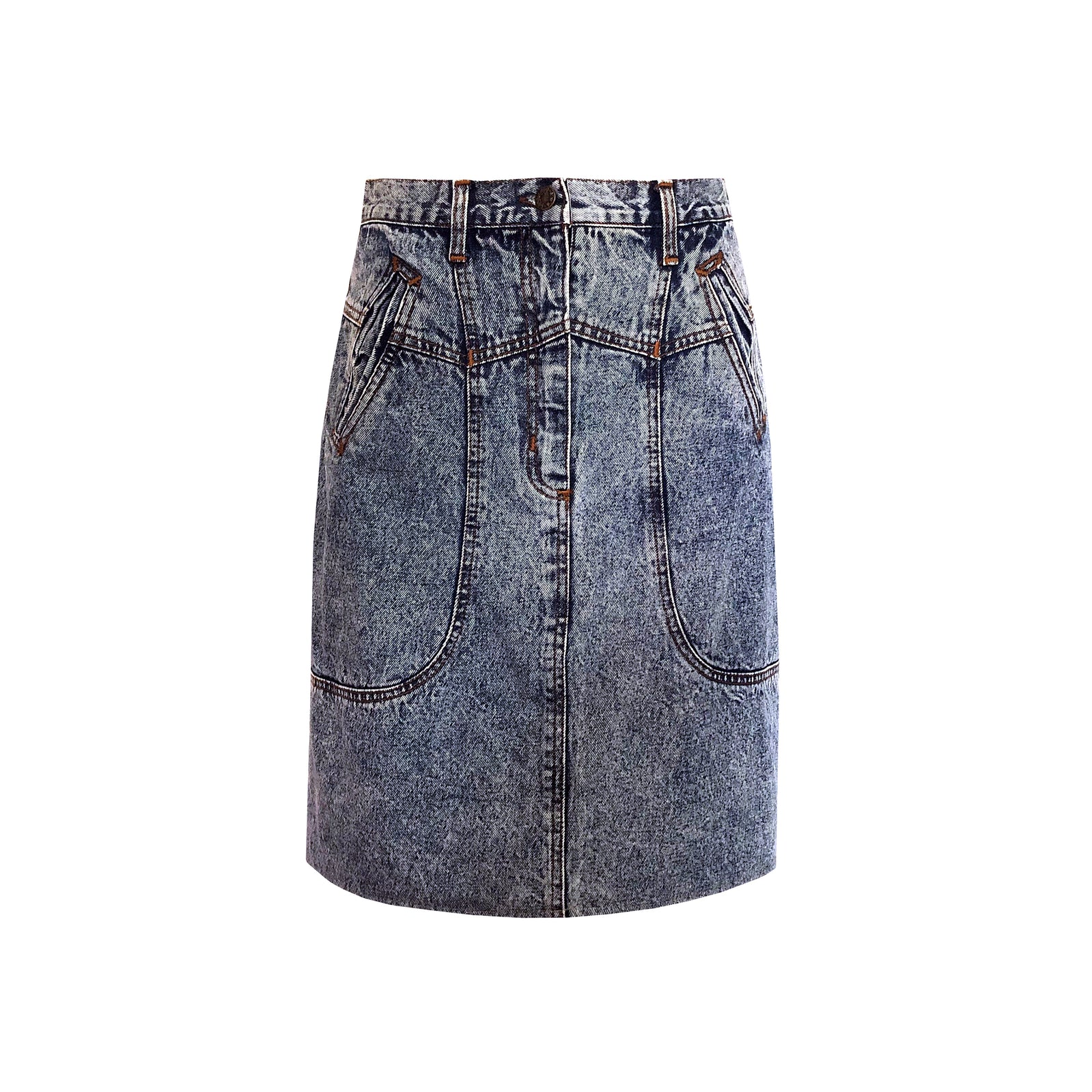 Acid-Washed Denim Skirt - c.1980