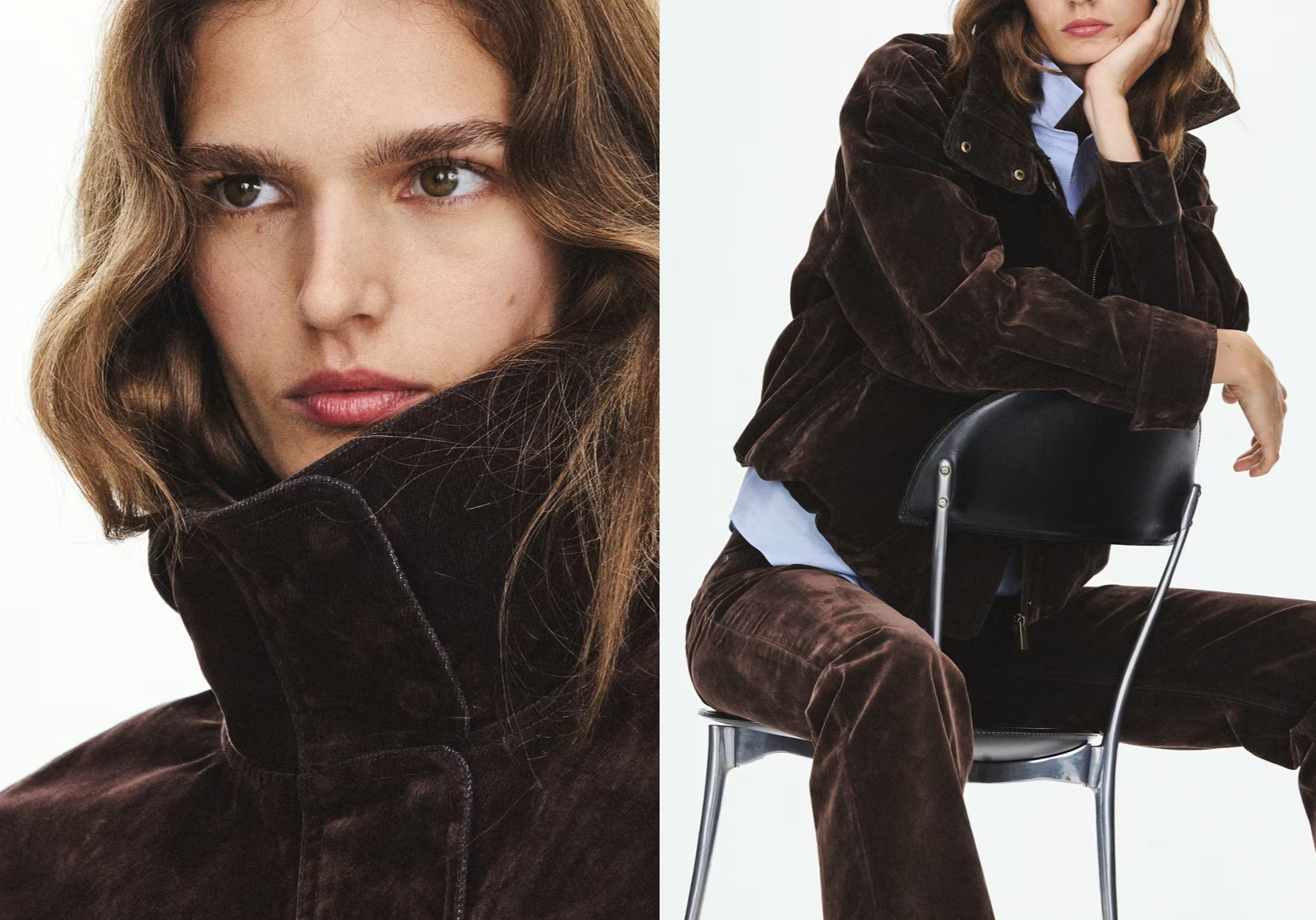 Velvety Jacket With Funnel Neck