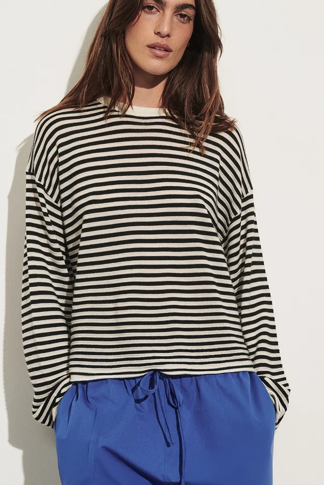Posie Black Stripe Merino Knit Top