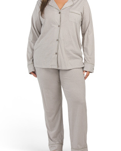 Pima Cotton 2pc Top And Pants Geo Print Pajama Set
