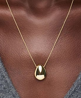 14k Gold-Plated Pebble Blue Marble Pendant Necklace