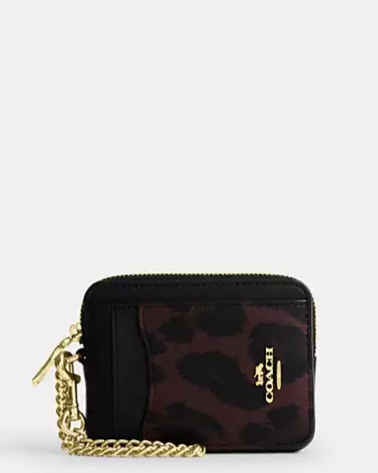 Zip Card Case With Leopard Print