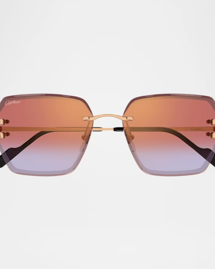 Motifs De Cartier 58MM Platinum-Plated Butterfly Sunglasses