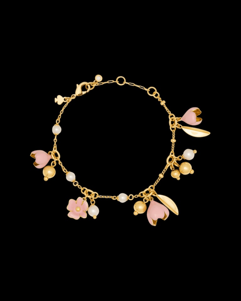 golden bloom flower charm bracelet
