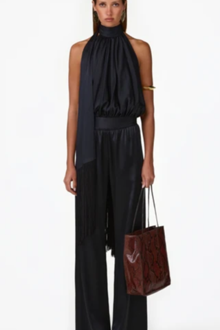 Silk Fringe Halter Top