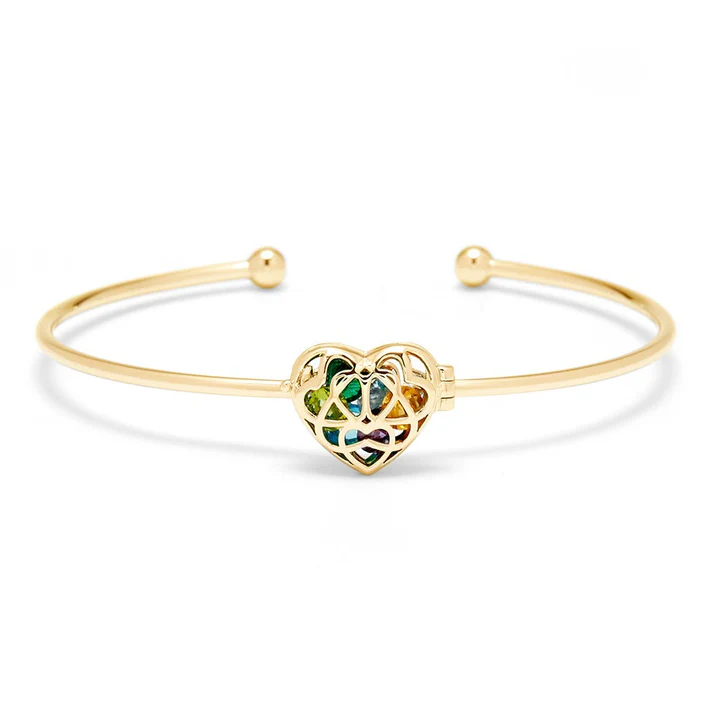 Custom Interlocking Heart Birthstone Cuff Bracelet