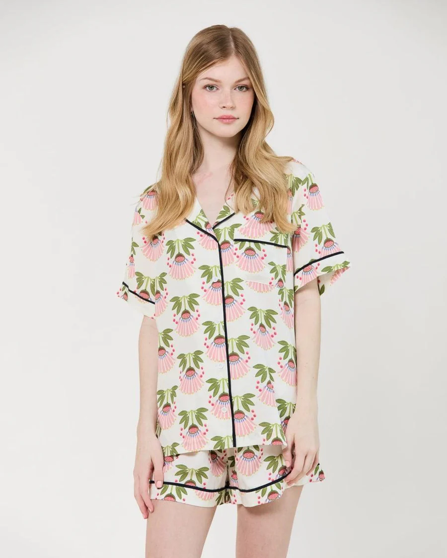 Summer Bouquet Pajama Shorts Set