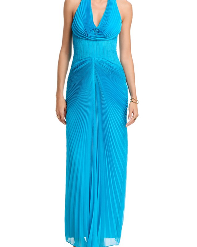 Enly Pleated Ruched Gown