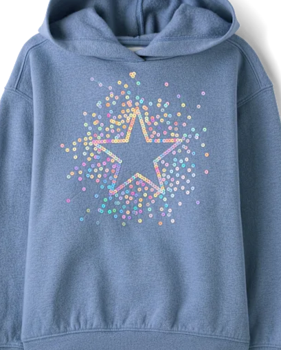 Girls Sequin Icon Premium Fleece Oversized Hoodie