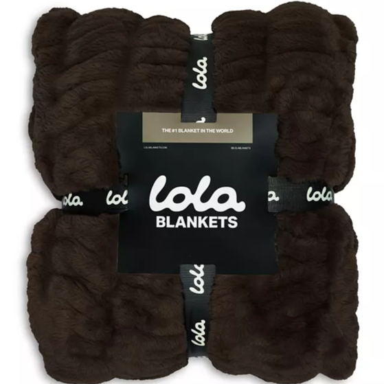 The Lola Original Ruched Faux Fur Blanket - Bento Brown