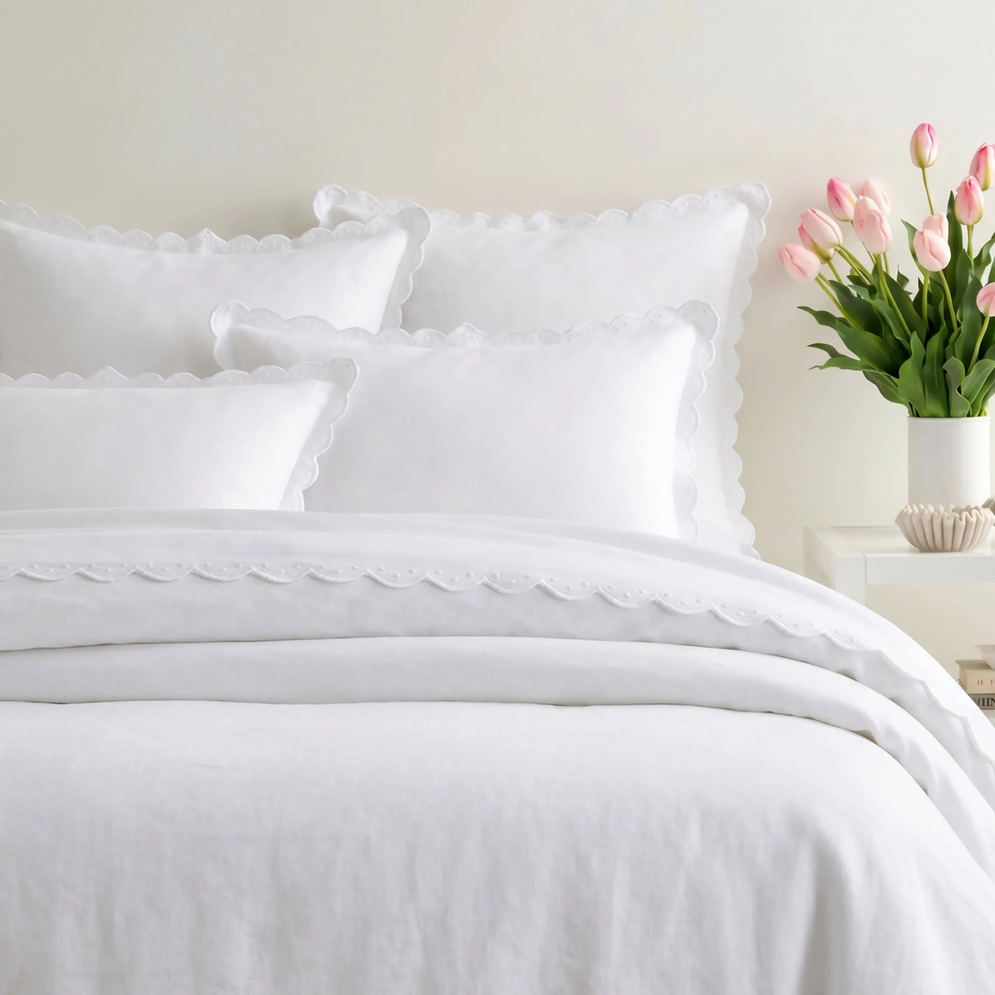 Airlie Embroidered Duvet Cover in White