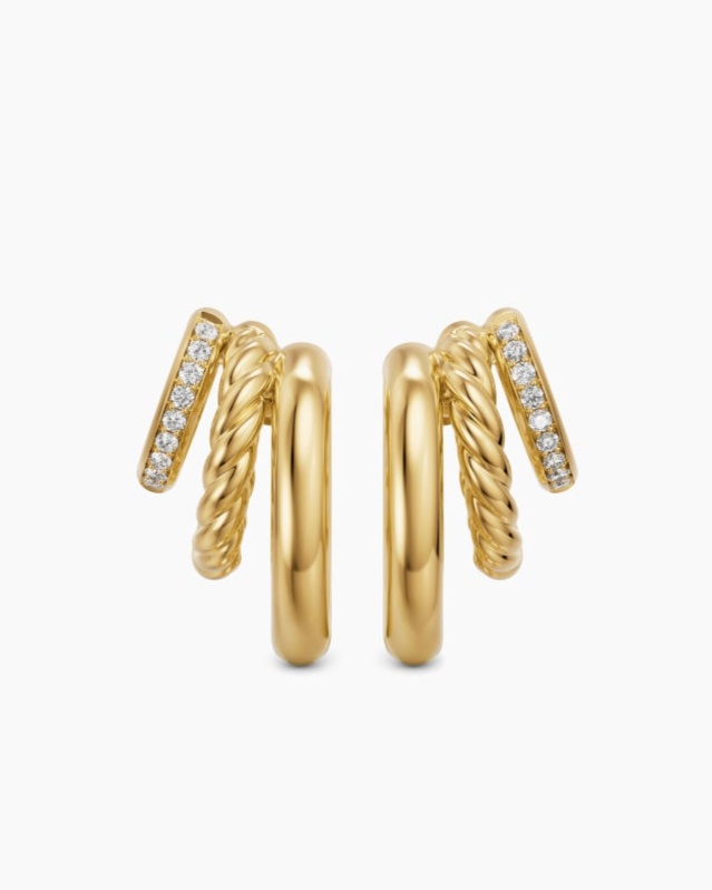 Dy Mercer Multi Row Earrings In 18k Yellow Gold With Diamonds 18mm