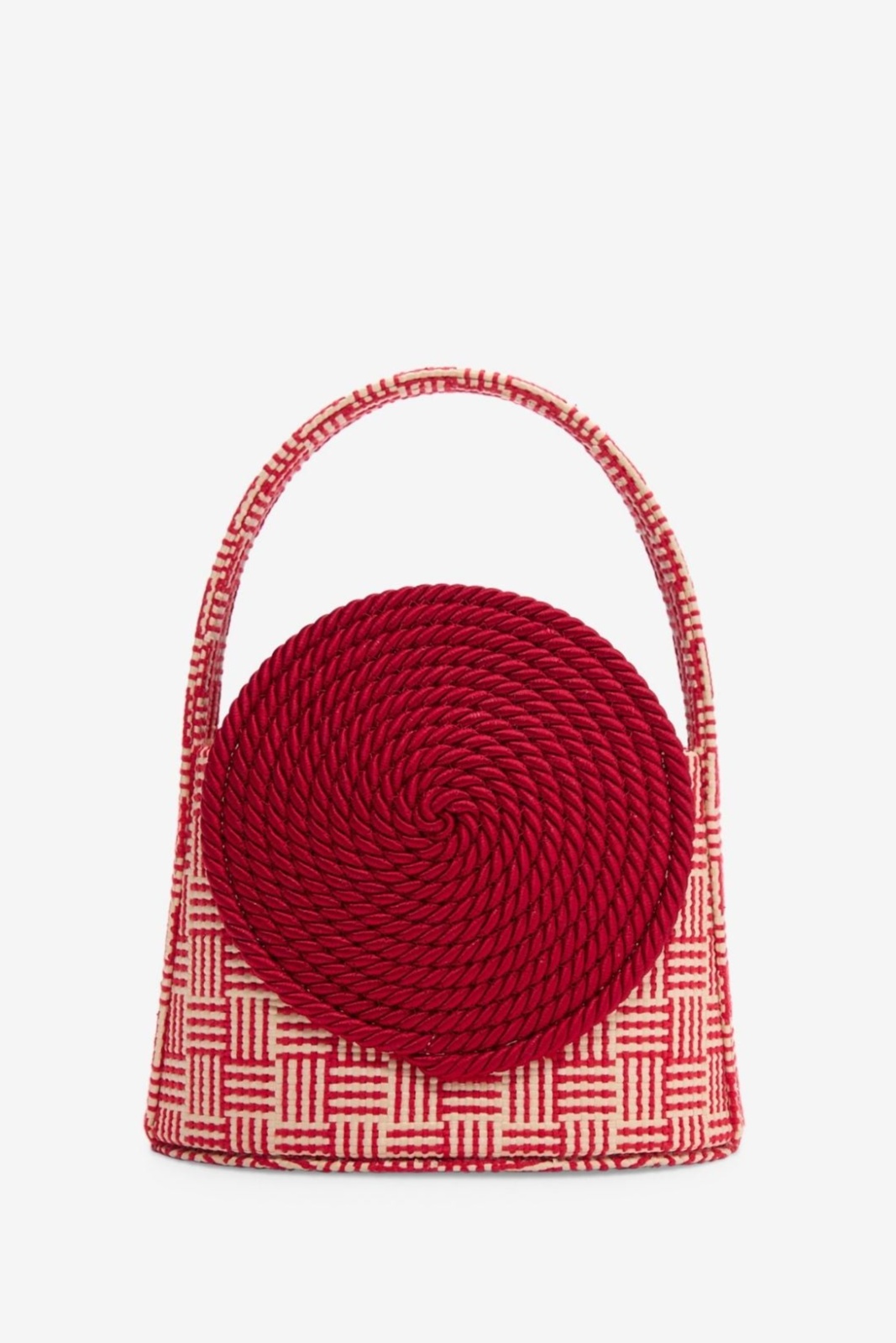 Natural & red straw bag with passementerie details