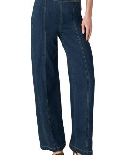 High Rise Pull On Wide Leg Jeans in Crosswind